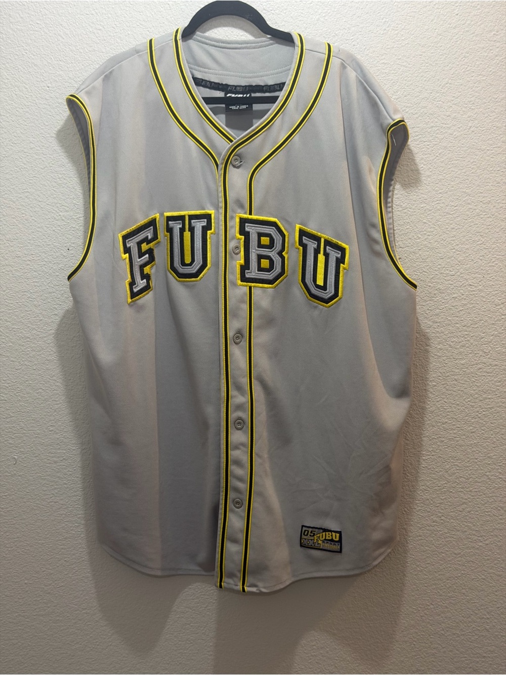 Vintage FUBU 05 Sport Collection Jersey XXL Gray Yellow Y2K